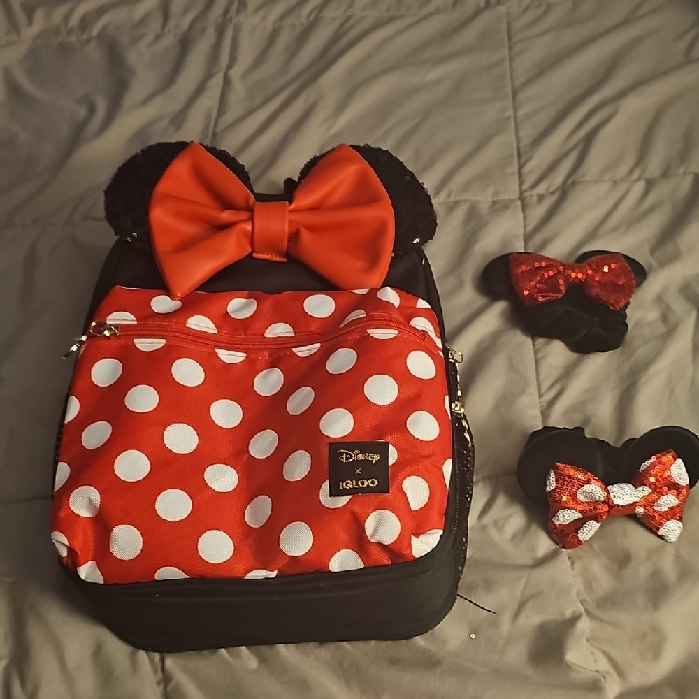 Disney Red and Black Polka Dot Backpack with Bow